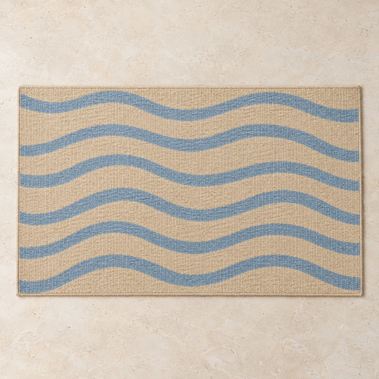 Cove Wool Accent Rug, Sand & Soft Blue, 60 × 90 cm / 23.6 × 35.4 in