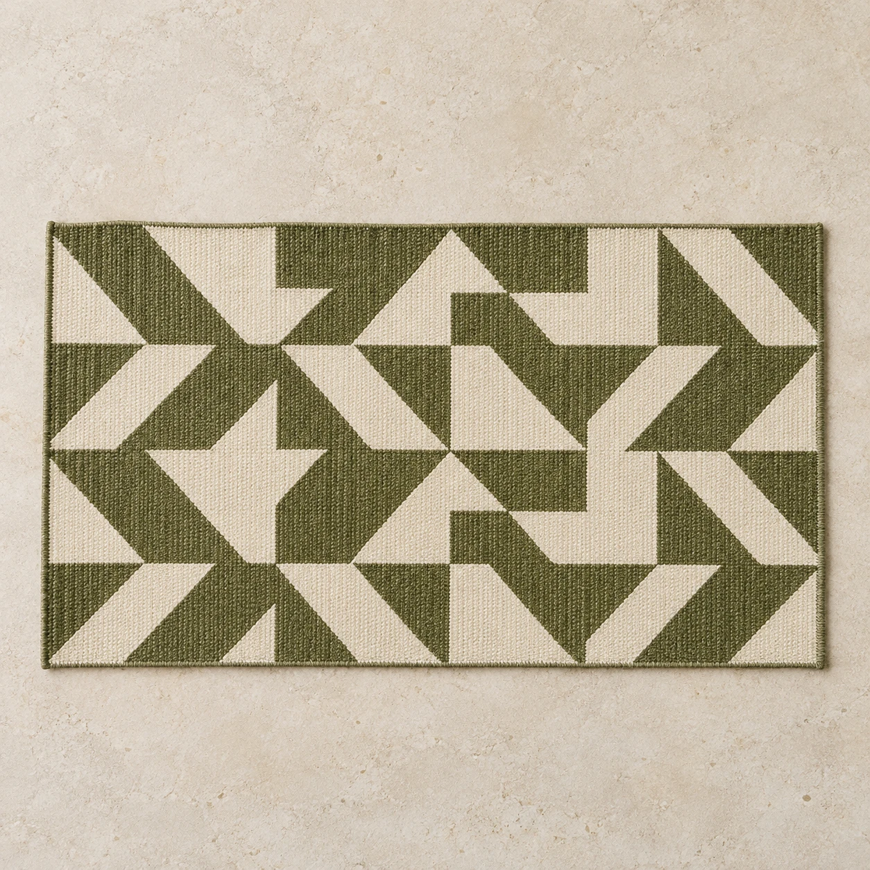 Juniper Wool Rug, Olive & Ivory, 70 × 120 cm / 27.6 × 47.2 in