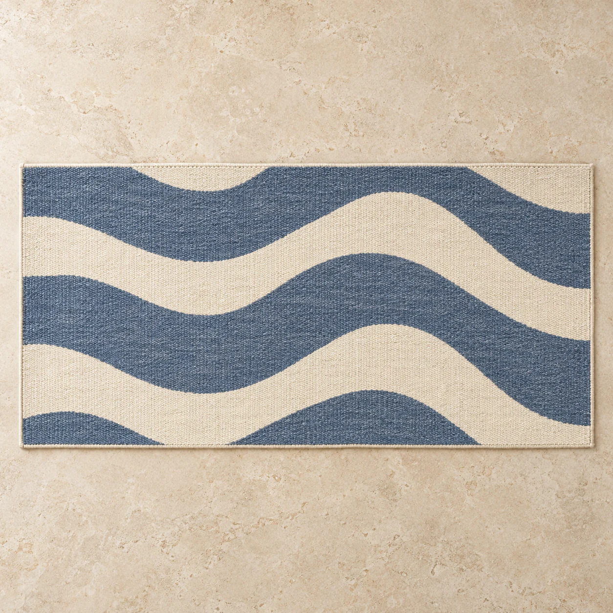 Maris Wool Rug, Cream & Slate Blue, 80 × 150 cm / 31.5 × 59.1 in