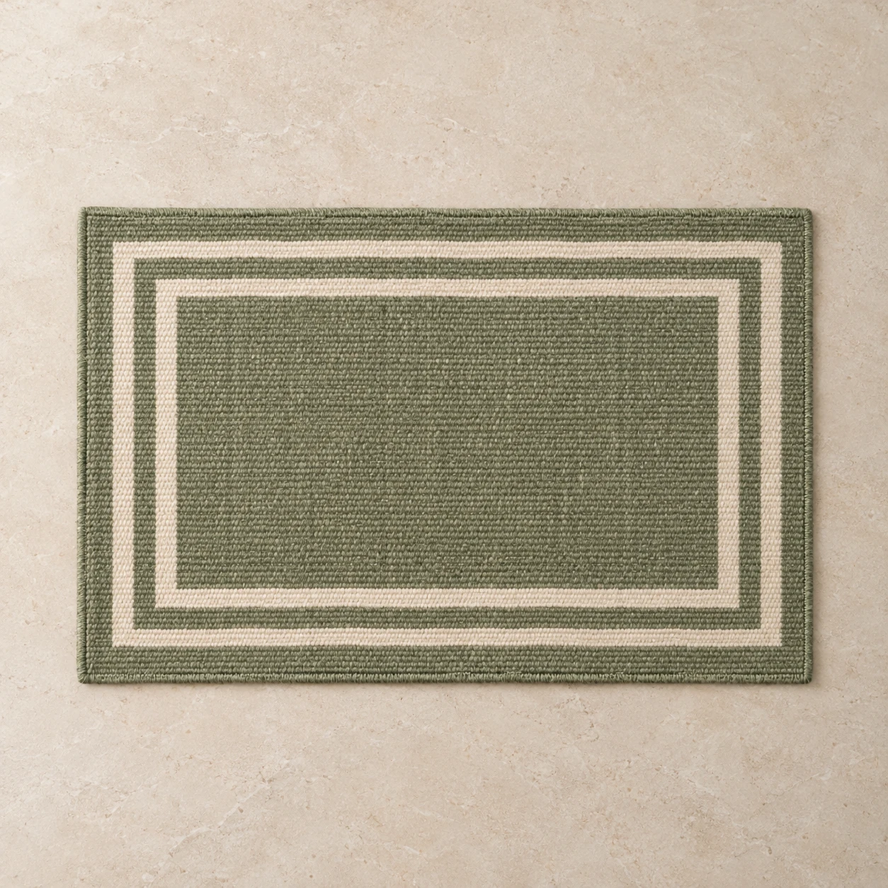 Olive Small Wool Mat, Sage & Ivory, 40 × 60 cm / 15.7 × 23.6 in